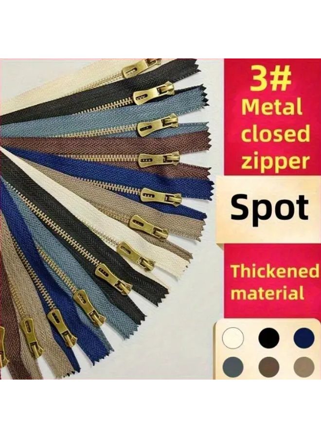 سحاب معدني كاكي بطول 20 سم مع مقابض ذهبية للملابس والحقائب ومشاريع الخياطة DIY - Image 1